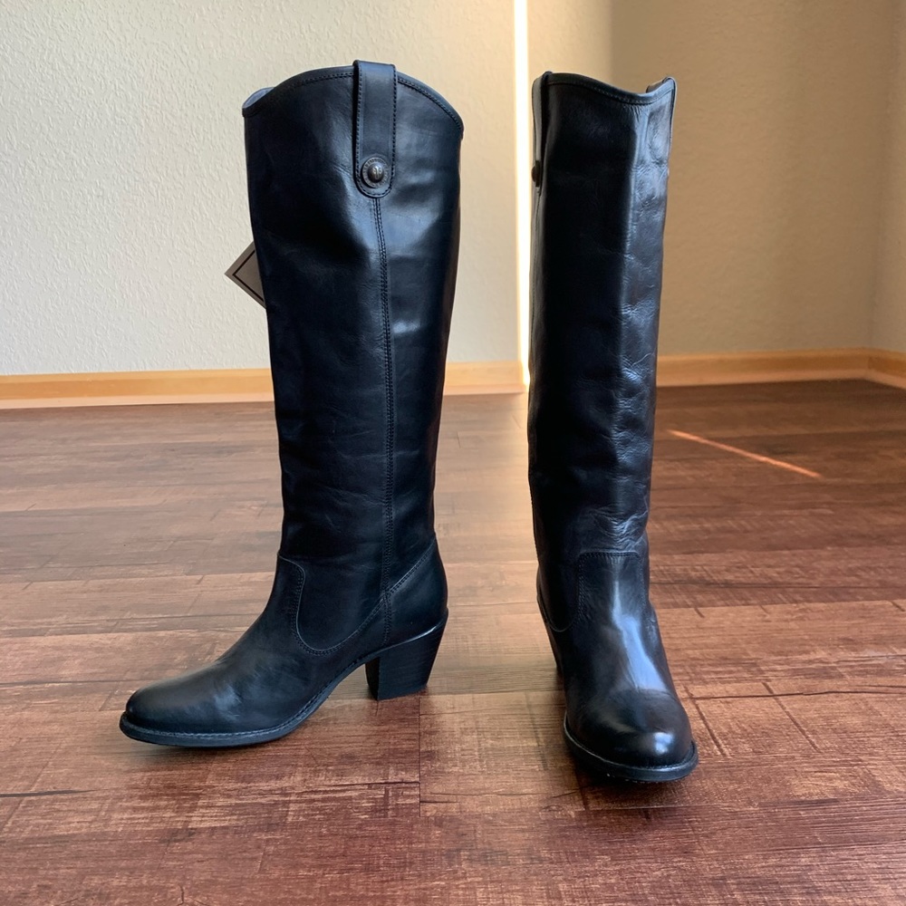 Frye rugged black leather 6.5B pull on riding boot - Picture 4 of 8